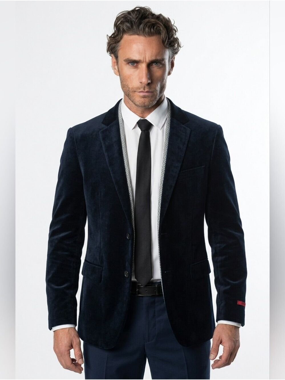 Men's Alfani Evening Velvet Blazer in Deep Navy (Slim Fit)